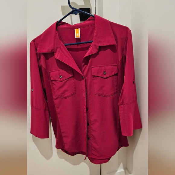 Lucy Raspberry Button-Up Blouse - Picture 1 of 3